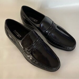 Florsheim Como Black Leather Moc Toe Strap Loafer Slip On 17089-01 Size 8.5 3E